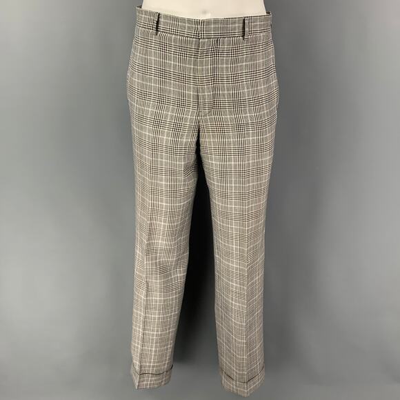 BLACK FLEECE Size 38 Black White Glenplaid Wool Blend Notch Lapel Suit - Picture 5 of 10